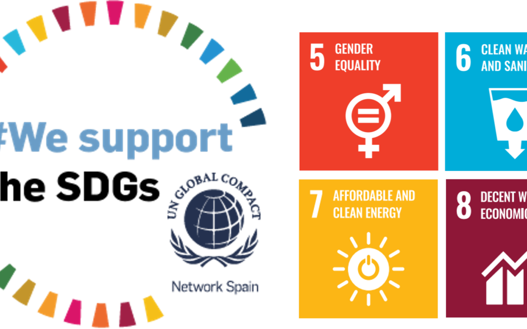 At Globalvia we support SDGs!  We introduce you about our actions in the SDGs 5,6,7 & 8!